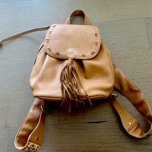 Steve Madden Faux Tan Leather Mini Backpack